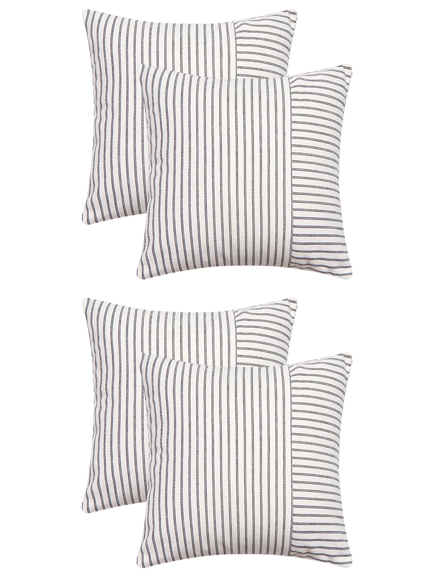 Unique Bargains 4 Pcs Boho Striped Throw Pillow Covers Black 18" x 18"/20" x 20"