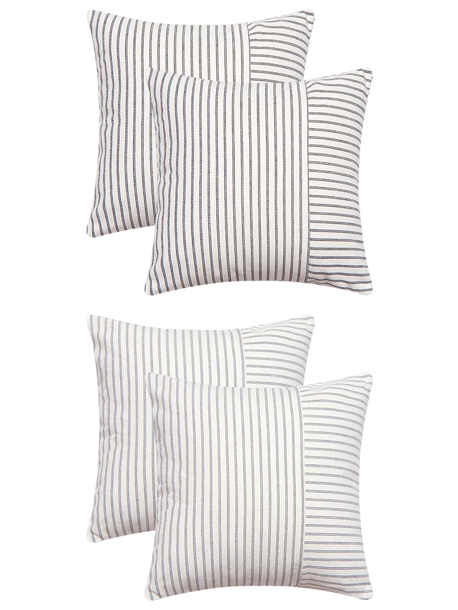 Unique Bargains 4 Pcs Boho Striped Throw Pillow Covers Black/Grey 20" x 20"
