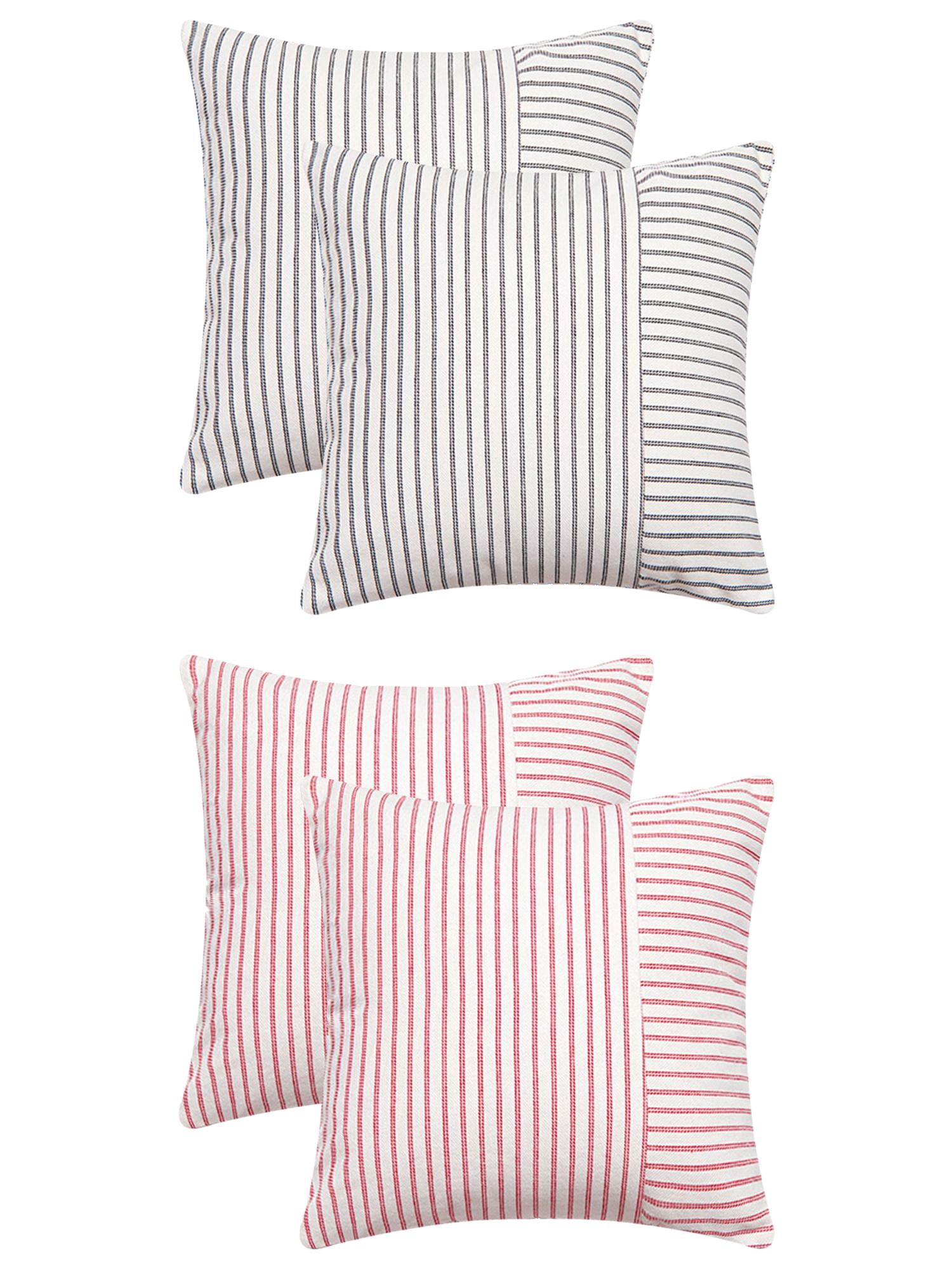 Unique Bargains 4 Pcs Boho Striped Throw Pillow Covers Black/Red 18" x 18"