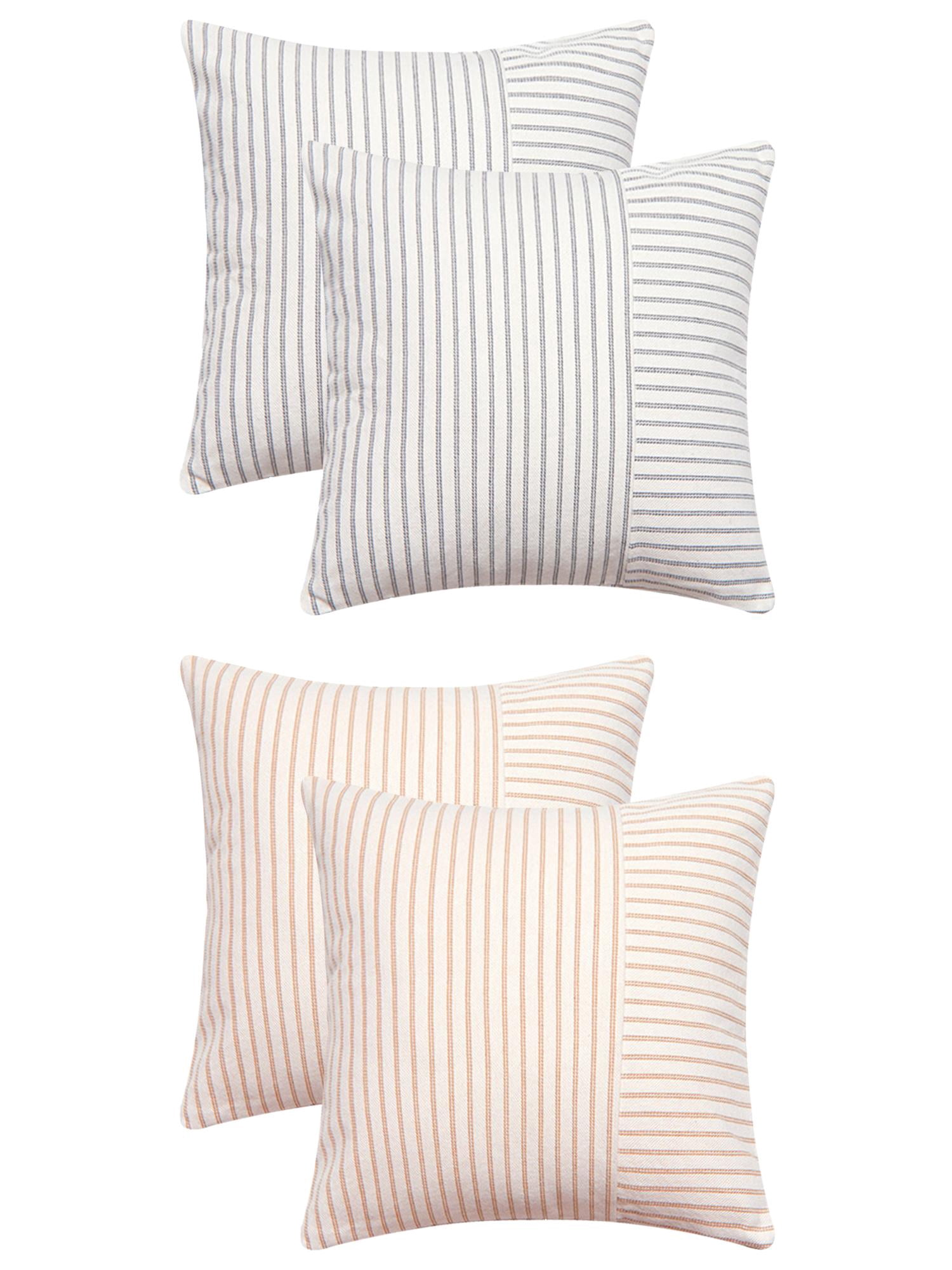 Unique Bargains 4 Pcs Boho Striped Throw Pillow Covers Grey/Khaki 18" x 18"