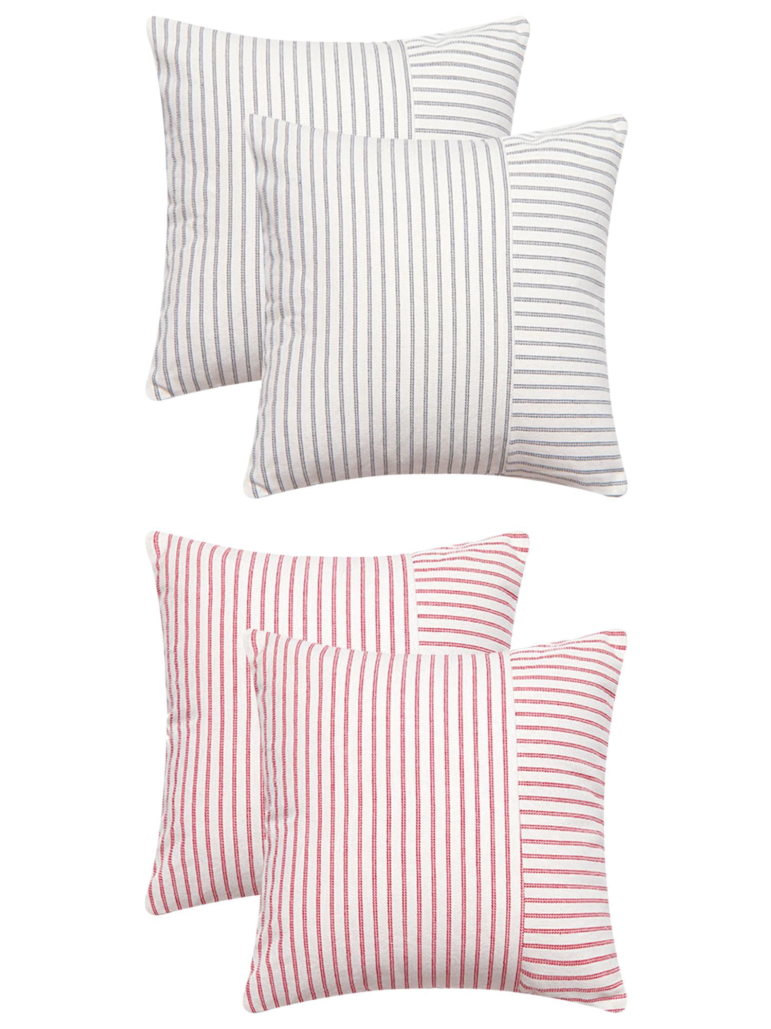 Unique Bargains 4 Pcs Boho Striped Throw Pillow Covers Grey/Red 18" x 18"