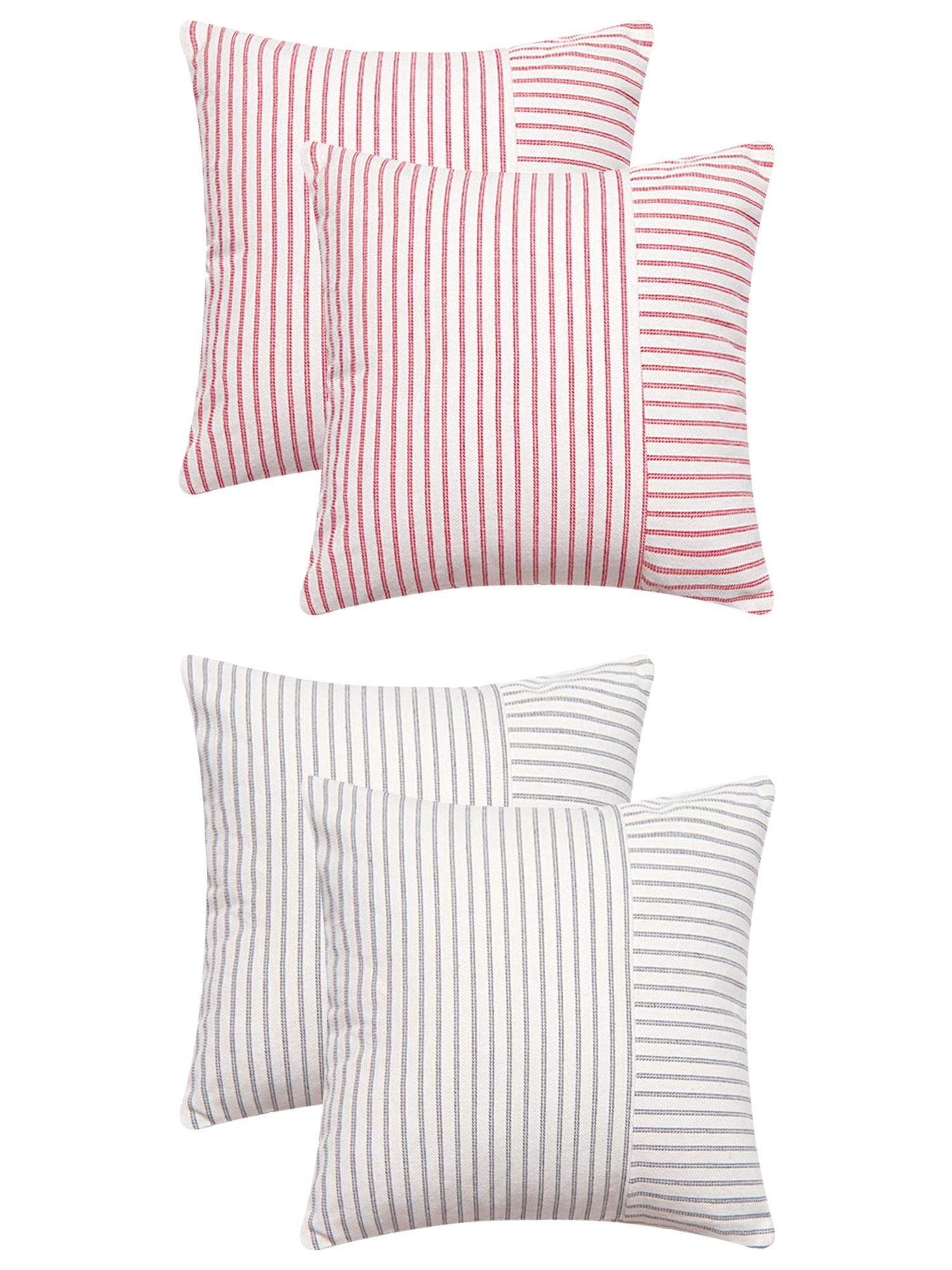 Unique Bargains 4 Pcs Boho Striped Throw Pillow Covers Grey/Red 20" x 20"