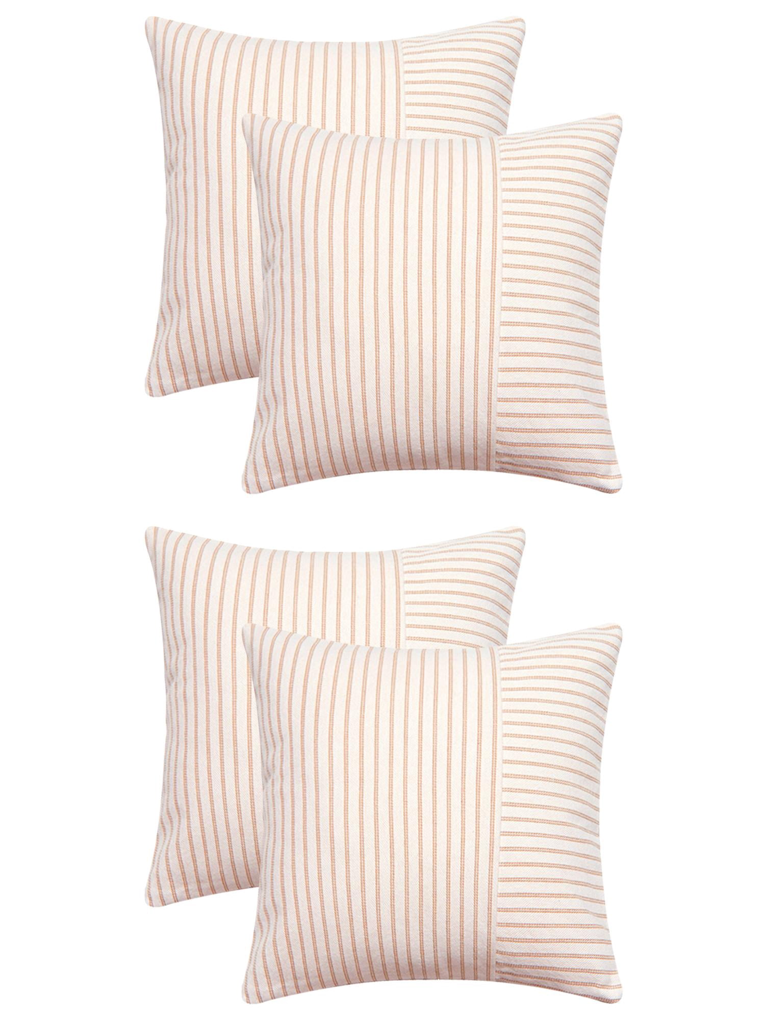 Unique Bargains 4 Pcs Boho Striped Throw Pillow Covers Khaki 18" x 18"/20" x 20"