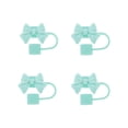 thumbnail image 1 of Unique Bargains 4 Pcs Bow Straw Cover Cap for Office Light Green Silicone, 1 of 5