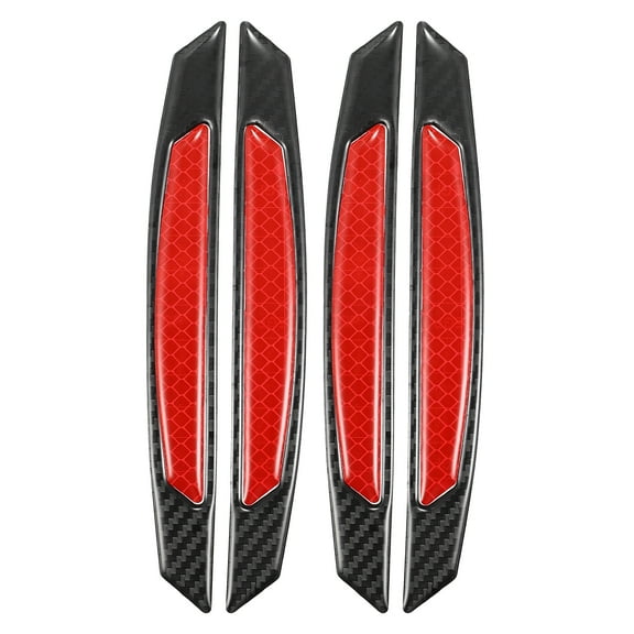 Unique Bargains 4 Pcs Car Door Edge Reflective Stickers Protection Guard Strips Universal Sticker Decal Black Red