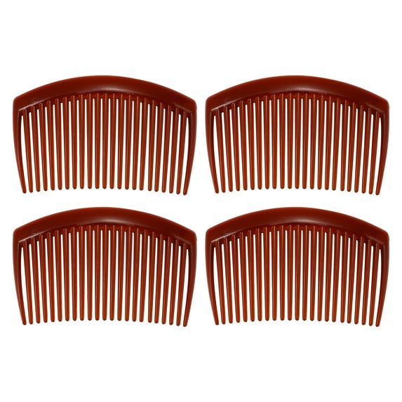 Unique Bargains 4 Pcs Classic Side Clip Hair Comb Teeth Hair Combs 3" Plastic Brown