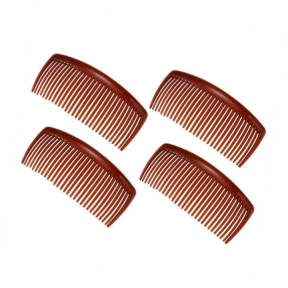 Unique Bargains 4 Pcs Classic Side Clip Hair Comb Teeth Hair Combs 4" Plastic Brown