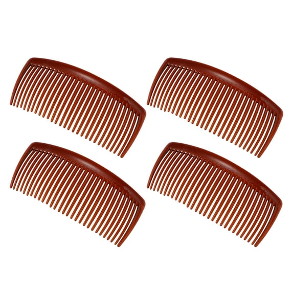 Unique Bargains 4 Pcs Side Clip Hair Comb Teeth Hair Combs Hair Clip Comb 4" Plastic Brown