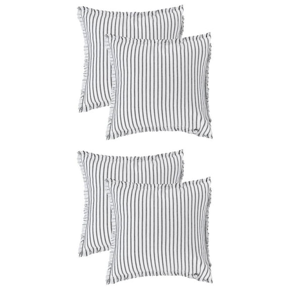 Unique Bargains 4 Pcs Classical Striped Throw Pillow Cover Black 16" x 16"/18" x 18"