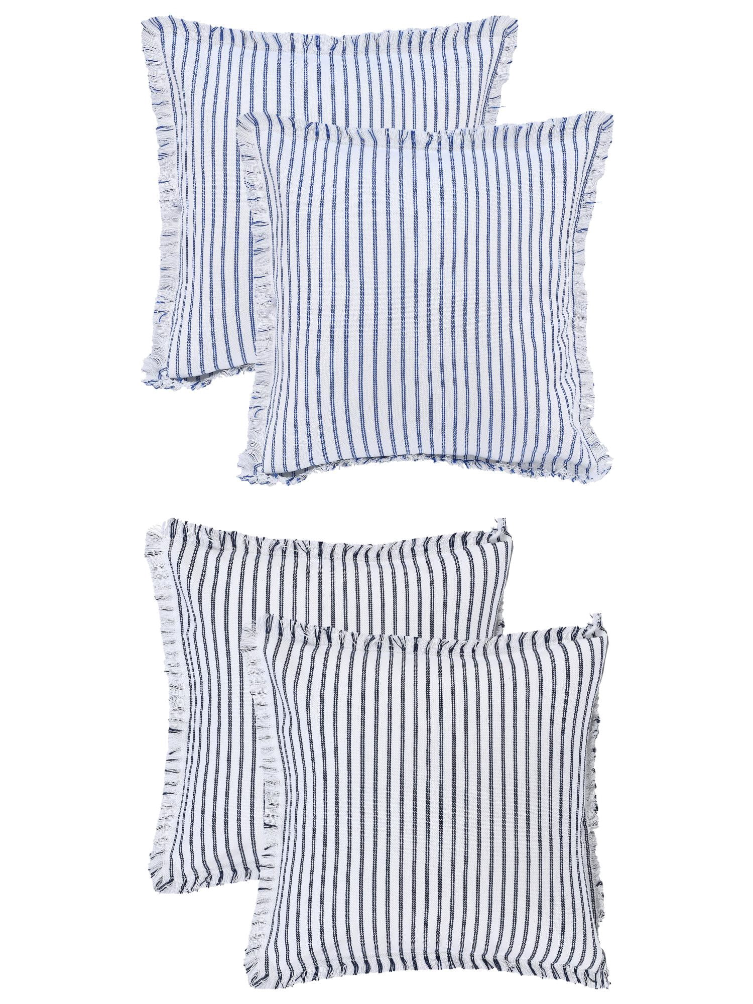 Unique Bargains 4 Pcs Classical Striped Throw Pillow Cover Blue/Navy Blue 16" x 16"