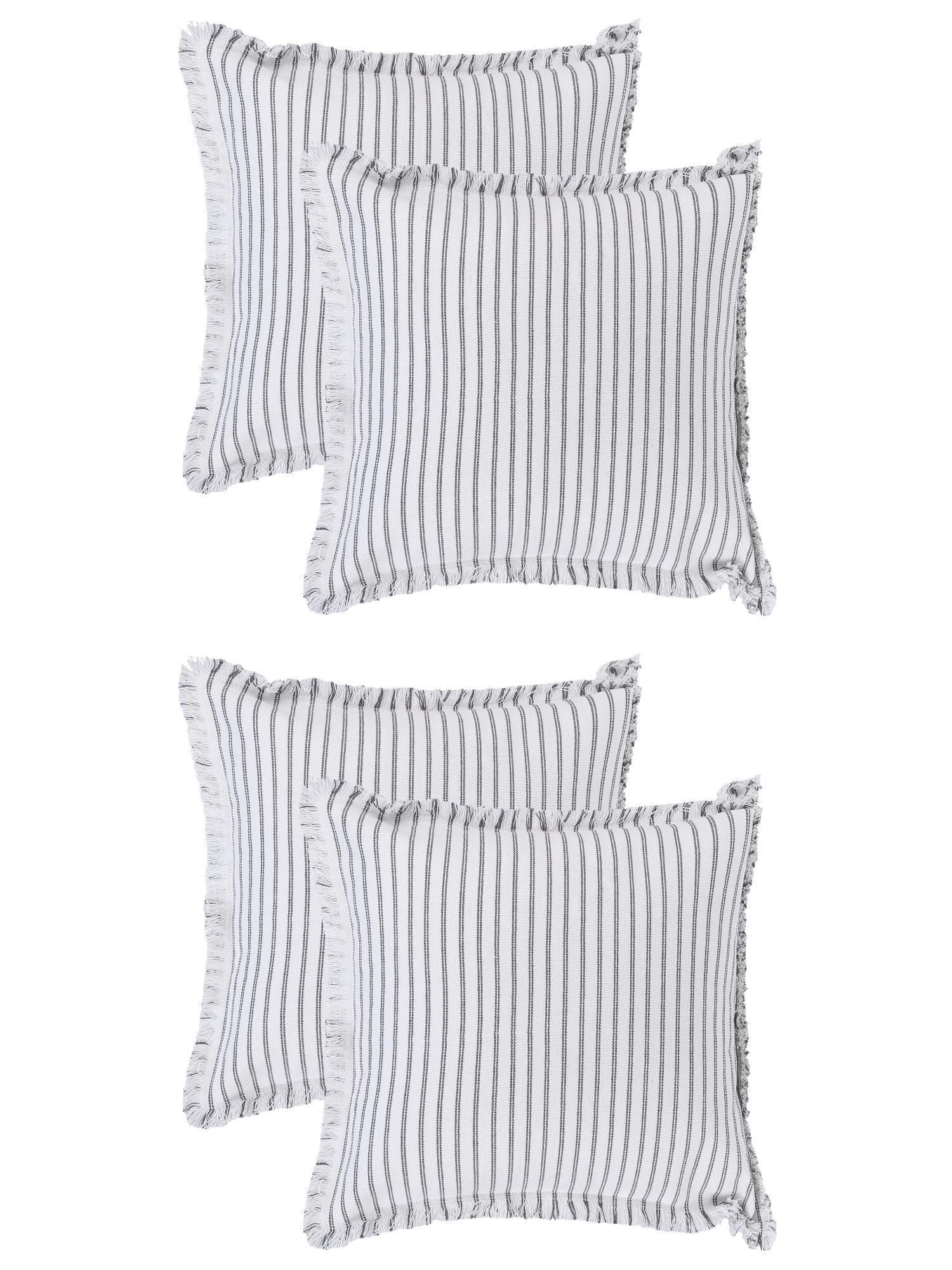Unique Bargains 4 Pcs Classical Striped Throw Pillow Cover Grey 16" x 16"/18" x 18"