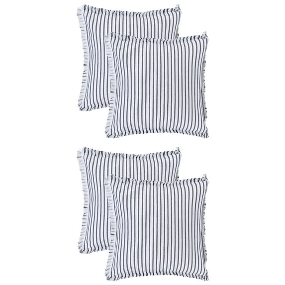 Unique Bargains 4 Pcs Classical Striped Throw Pillow Cover Navy Blue 16" x 16"/20" x 20"
