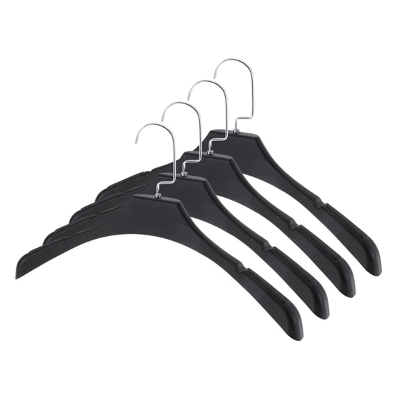 Unique Bargains 4 Pcs Clothes Hanger Flat Hook Garment Hanger Black