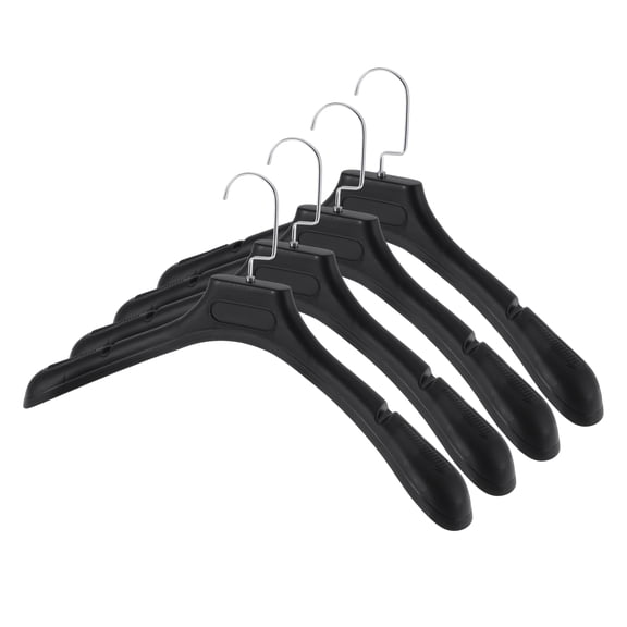 Unique Bargains 4 Pcs Clothes Hanger Lightweight Flat Hook Garment Hanger Black