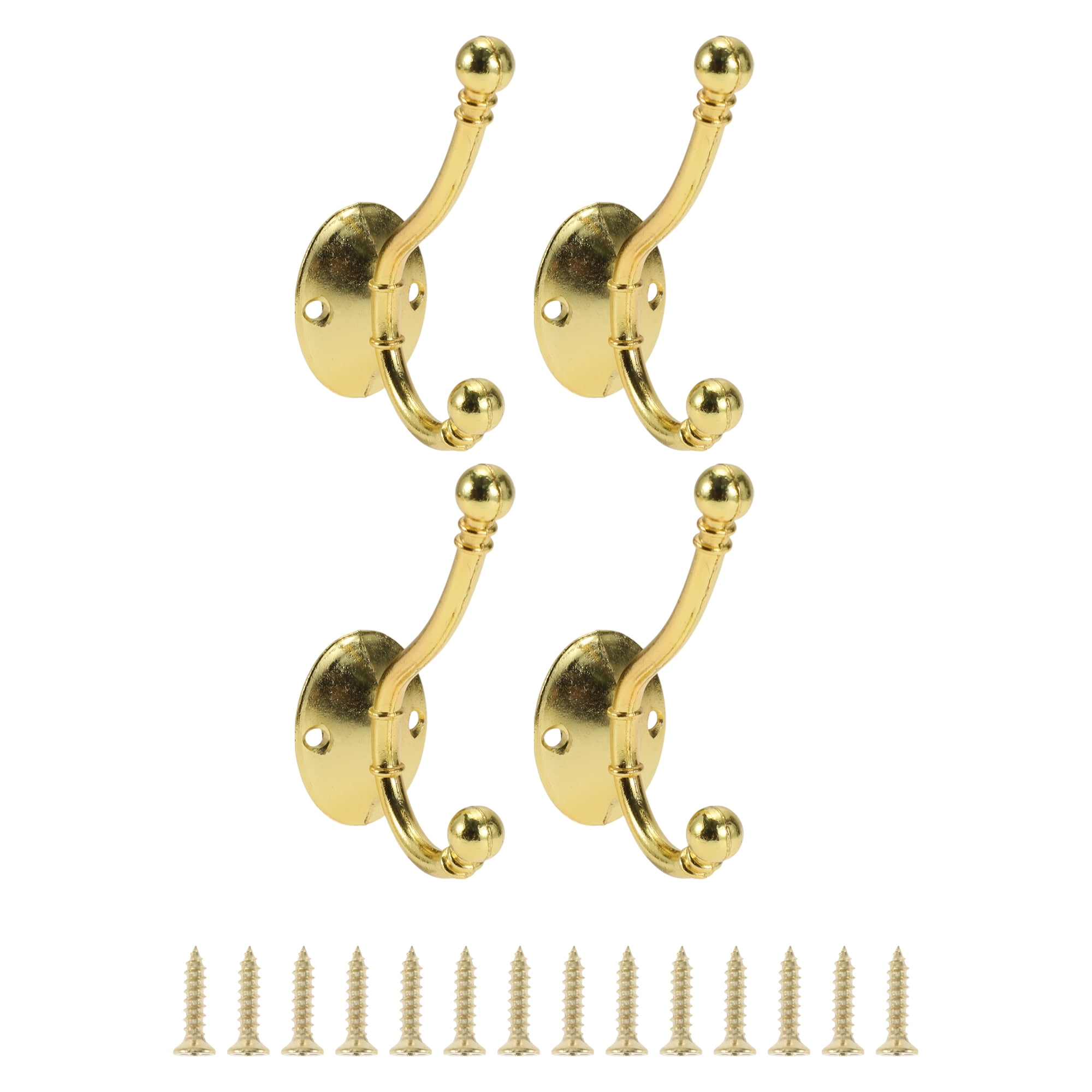 Unique Bargains 4 Pcs Clothes Hooks Door Hooks for Wardrobe Bathroom Kitchen Brown1