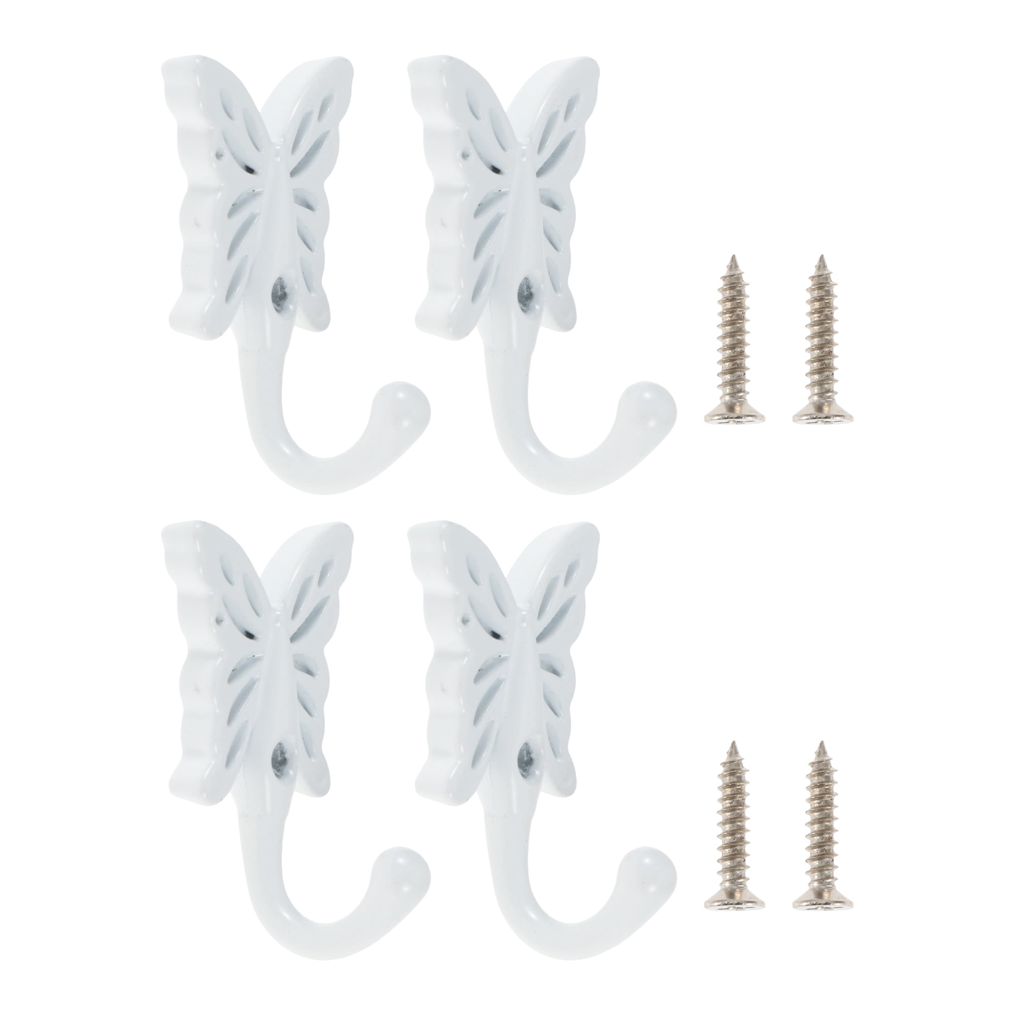 Unique Bargains 4 Pcs Clothes Hooks Door Hooks for Wardrobe Bathroom Kitchen White