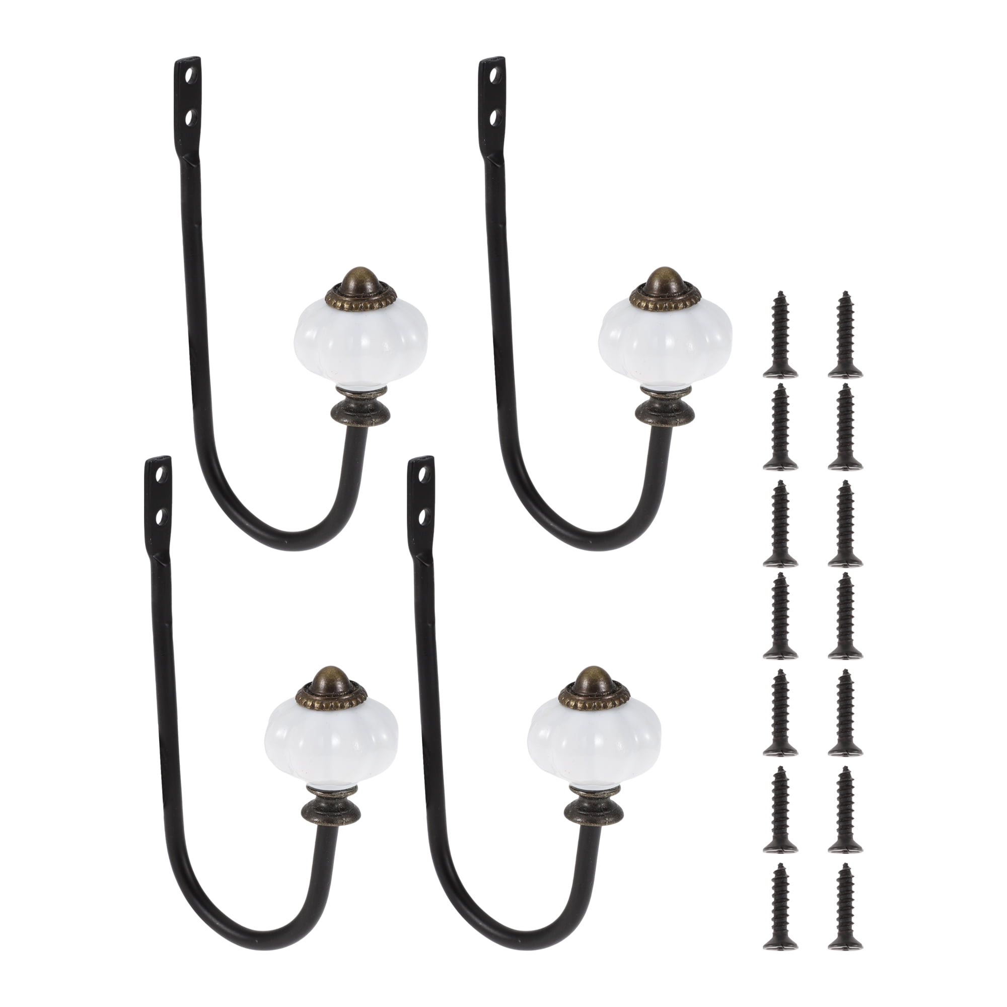 Unique Bargains 4 Pcs Clothes Hooks for Bathroom Kitchen Office Black
