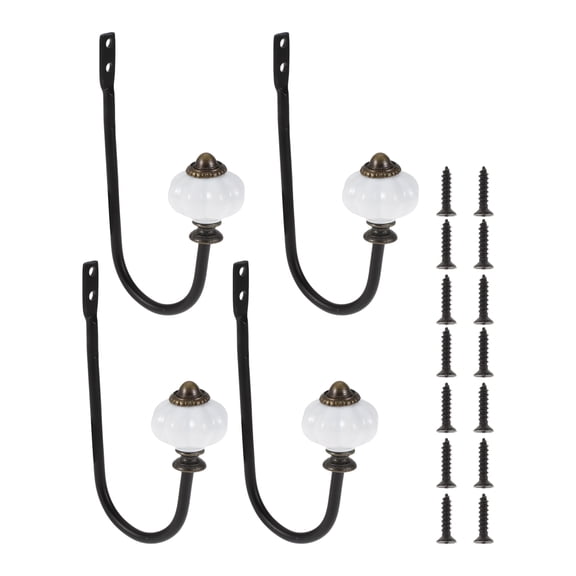 Unique Bargains 4 Pcs Clothes Hooks for Bathroom Kitchen Office Black
