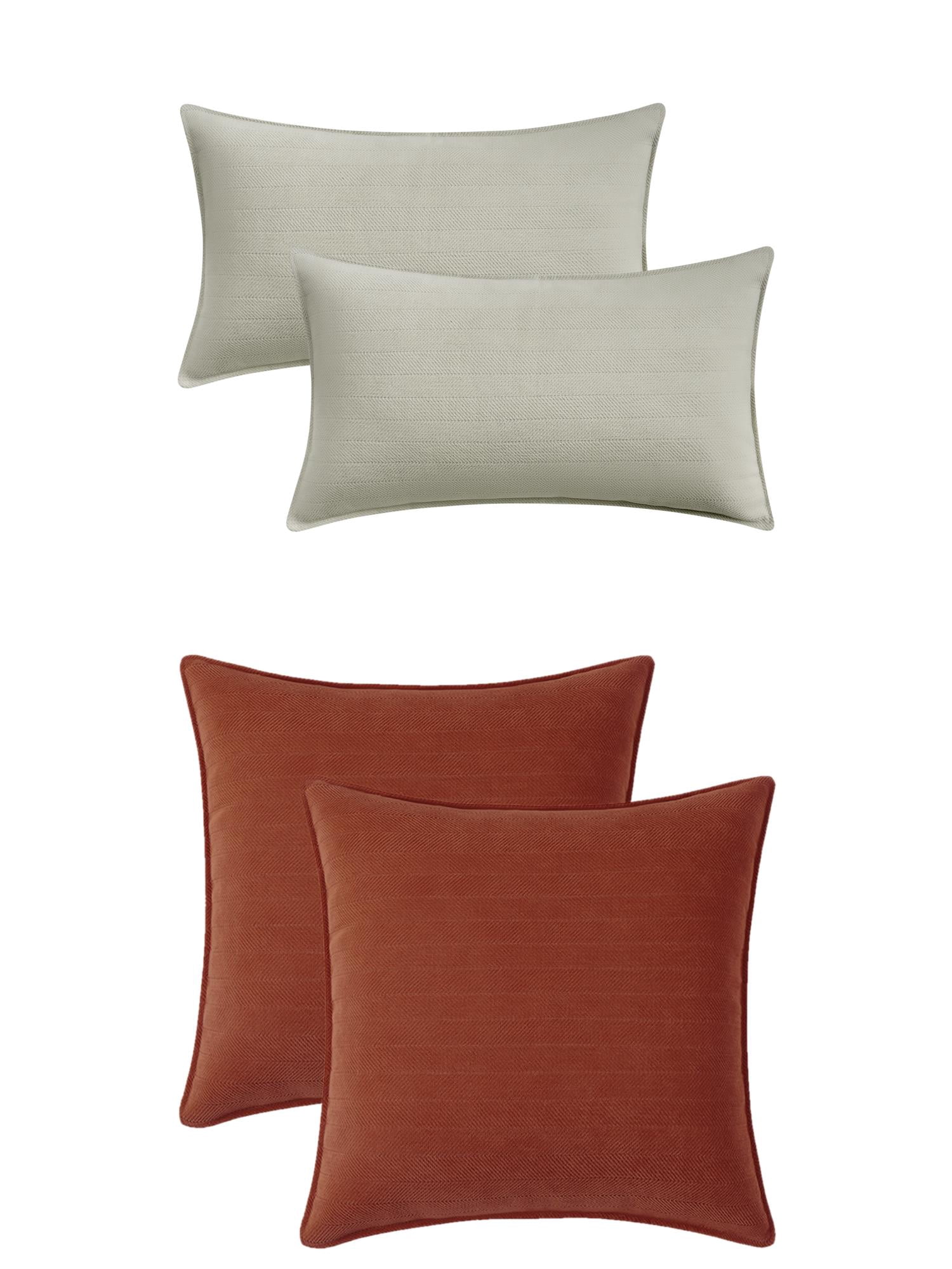 Unique Bargains 4 Pcs Comfy Chenille Pillow Covers 16" x 16" Beige/Sienna Color