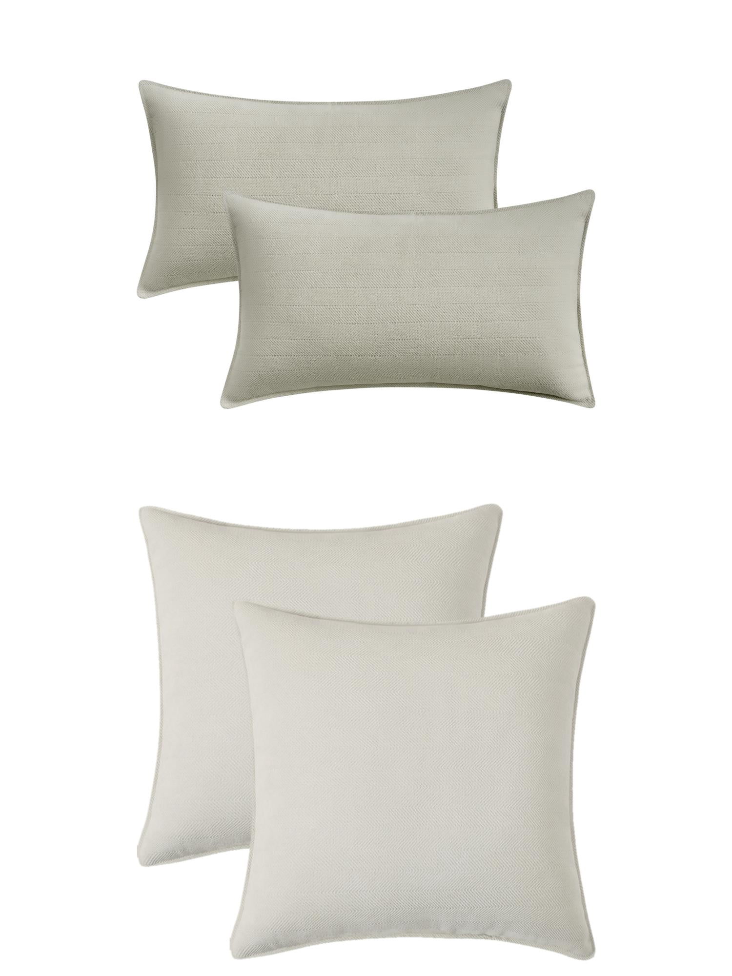 Unique Bargains 4 Pcs Comfy Chenille Pillow Covers 16" x 16" Beige/White