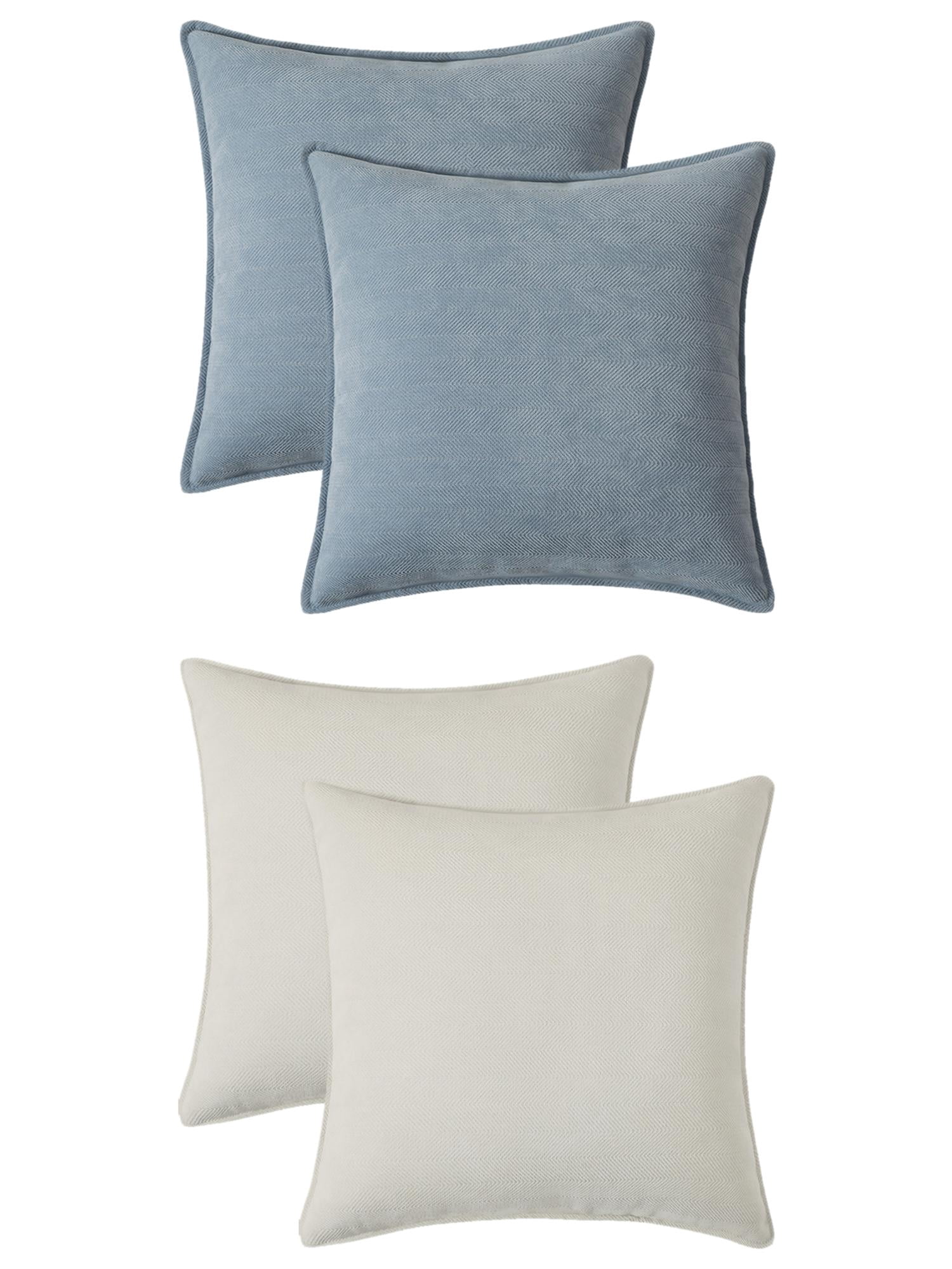 Unique Bargains 4 Pcs Comfy Chenille Pillow Covers 16" x 16" Blue/White
