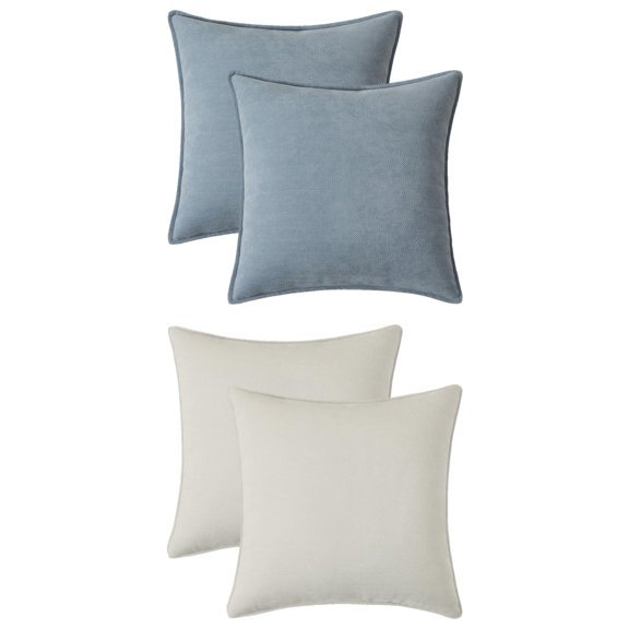 Unique Bargains 4 Pcs Comfy Chenille Pillow Covers 16" x 16" Blue/White