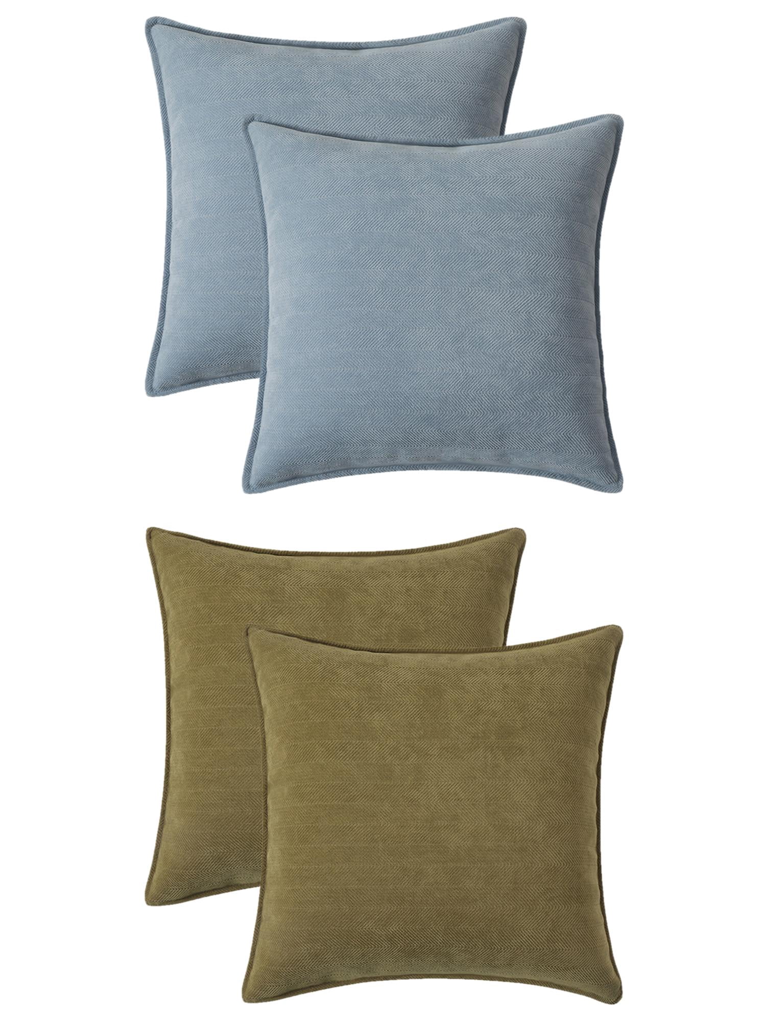Unique Bargains 4 Pcs Comfy Chenille Pillow Covers 16" x 16" Green/Blue