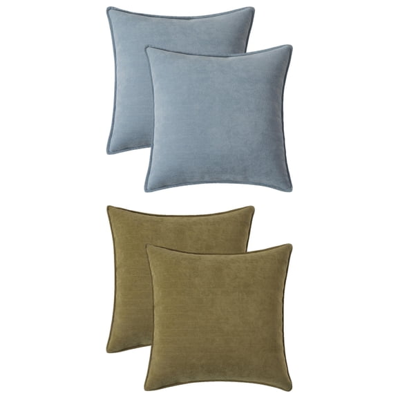 Unique Bargains 4 Pcs Comfy Chenille Pillow Covers 16" x 16" Green/Blue