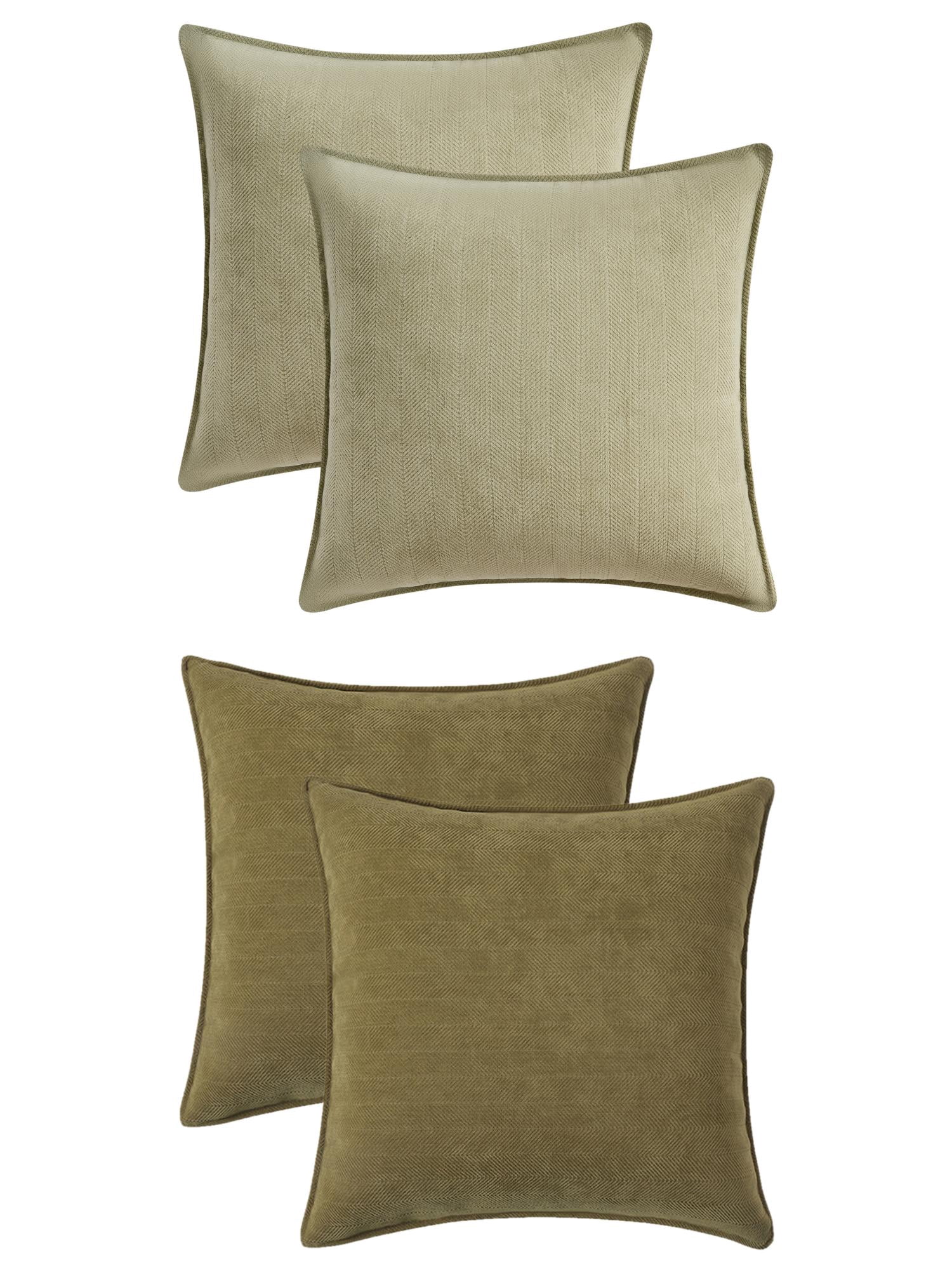 Unique Bargains 4 Pcs Comfy Chenille Pillow Covers 16" x 16" Green/Light Green