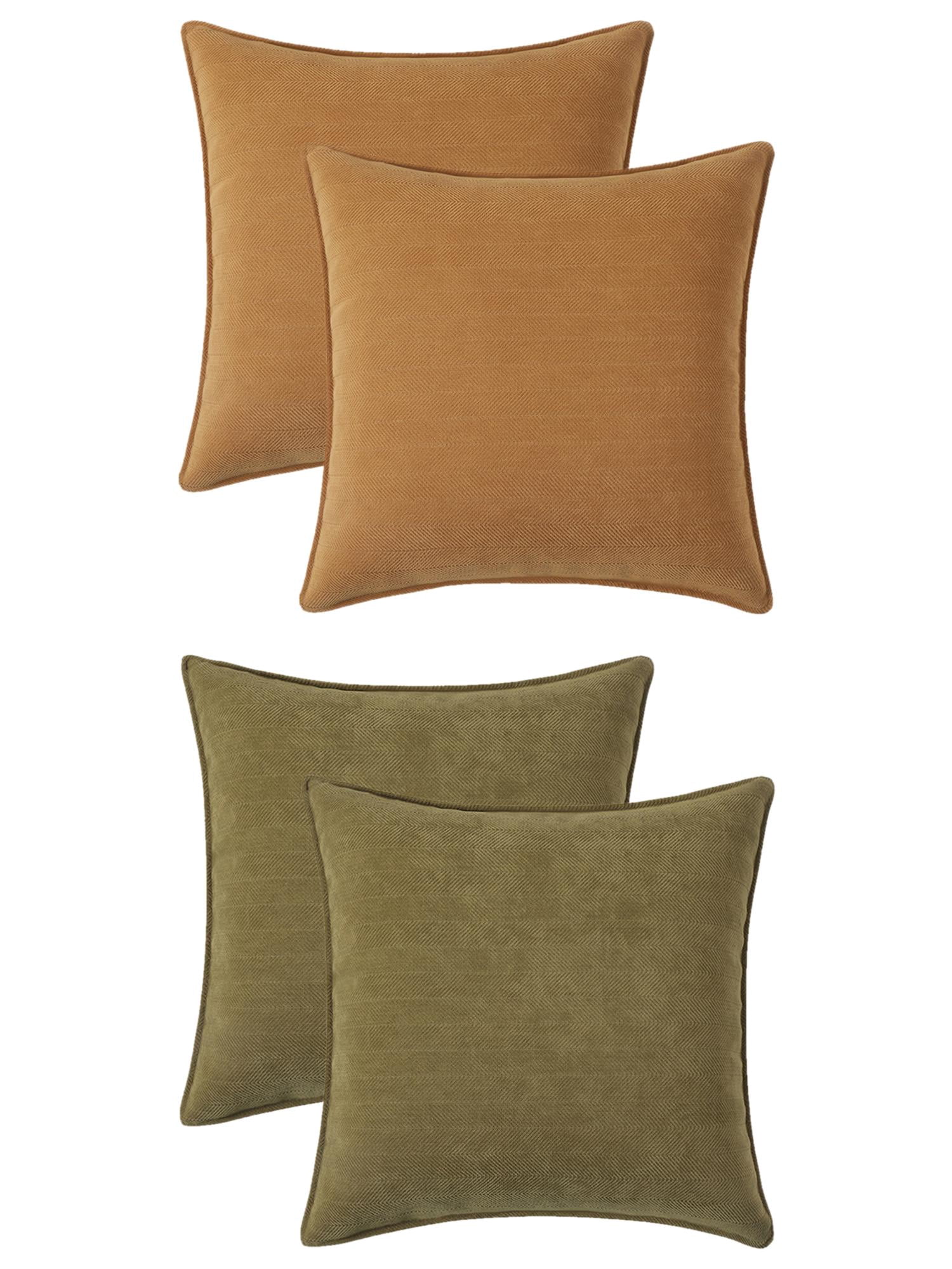 Unique Bargains 4 Pcs Comfy Chenille Pillow Covers 16" x 16" Green/Peru Color