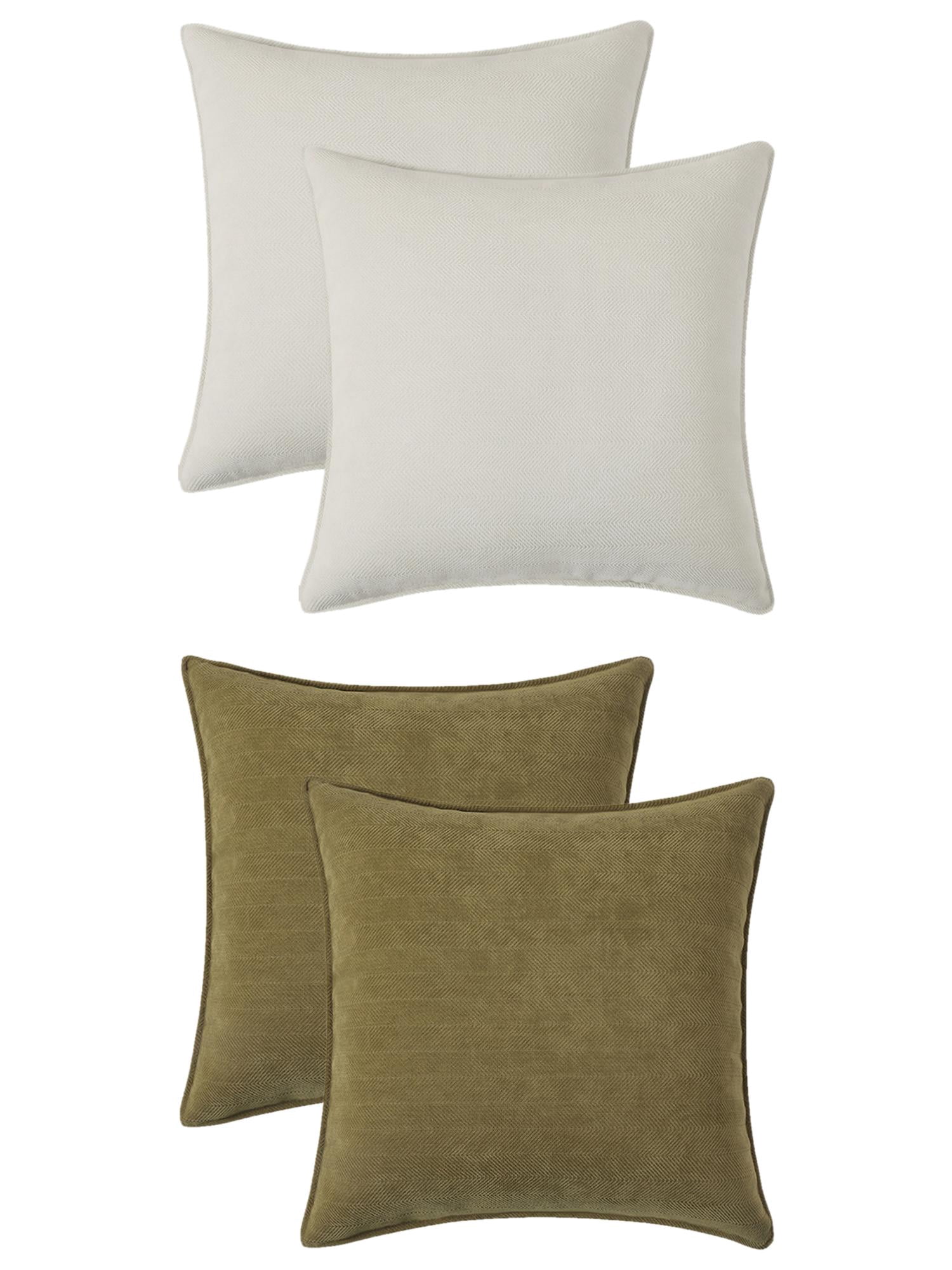 Unique Bargains 4 Pcs Comfy Chenille Pillow Covers 16" x 16" Green/White