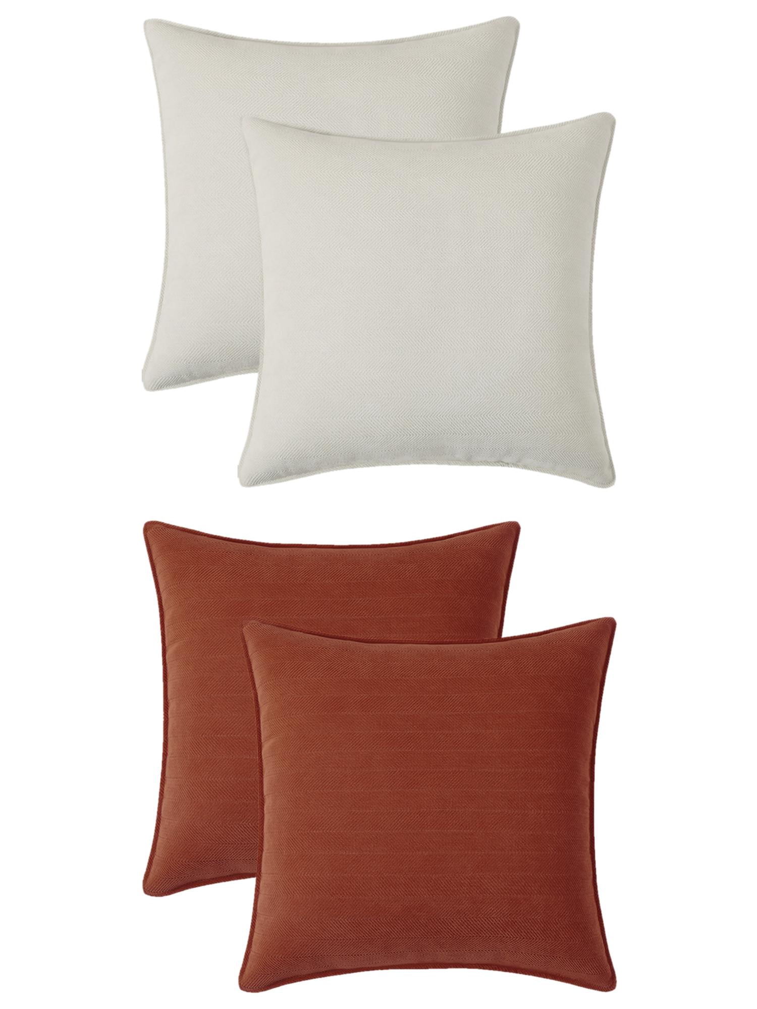Unique Bargains 4 Pcs Comfy Chenille Pillow Covers 16" x 16" Sienna Color/White