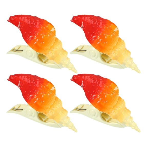 Unique Bargains 4 Pcs Conch ABS Metal Clothespins for Clothes Craft Pictures Party Orange