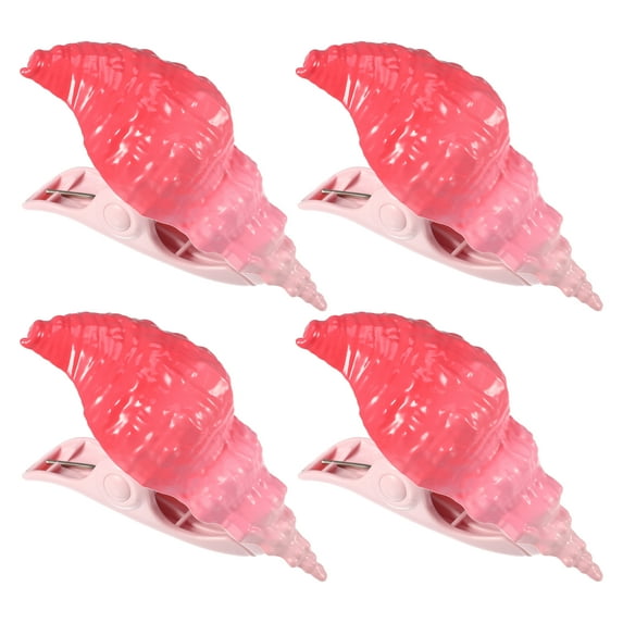 Unique Bargains 4 Pcs Conch ABS Metal Clothespins for Clothes Craft Pictures Party Pink