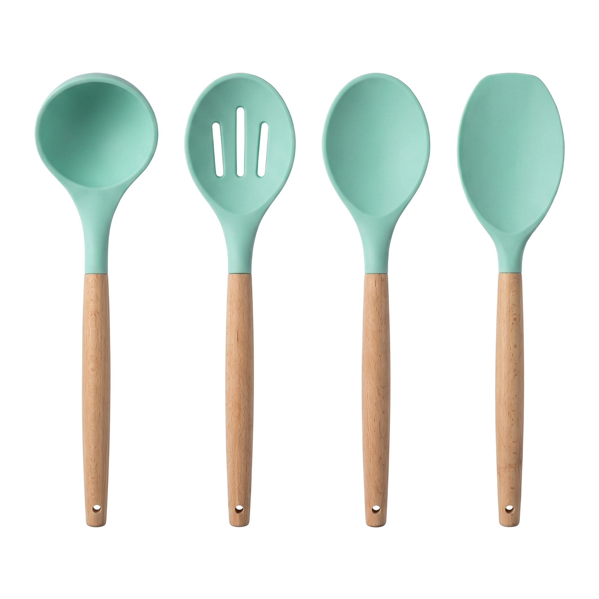 Unique Bargains 4 Pcs Cooking Utensil Set for Non Stick Cookware and Gadgets Dark Green