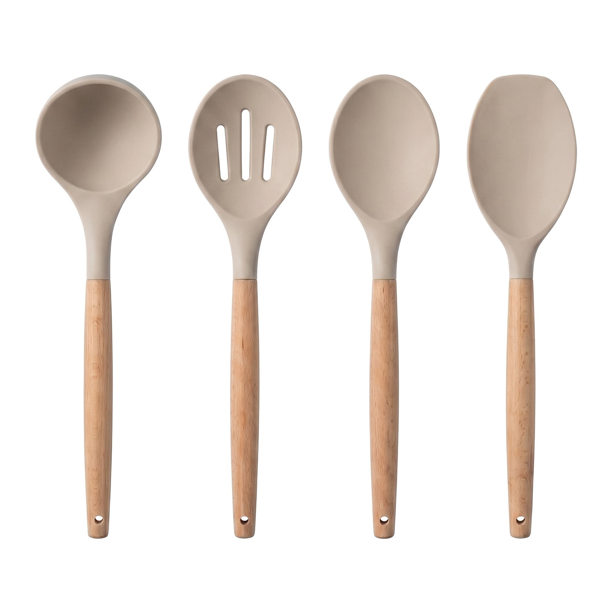 Unique Bargains 4 Pcs Cooking Utensil Set for Non Stick Cookware and Gadgets Khaki