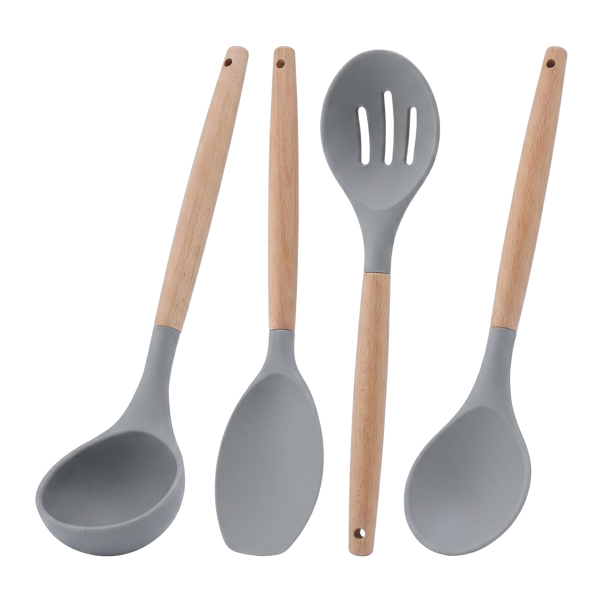 Unique Bargains 4 Pcs Cooking Utensil Set for Non Stick Cookware and Gadgets Light Grey