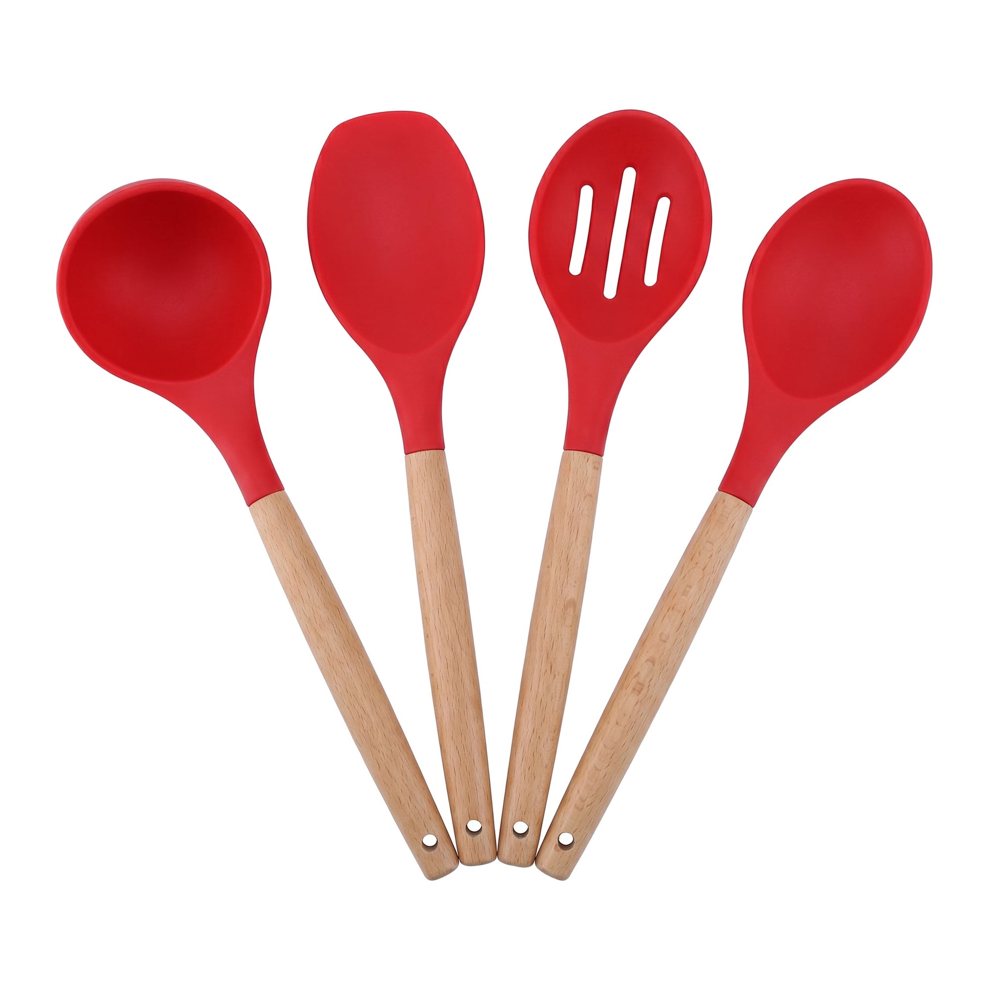 Unique Bargains 4 Pcs Cooking Utensil Set for Non Stick Cookware and Gadgets Red