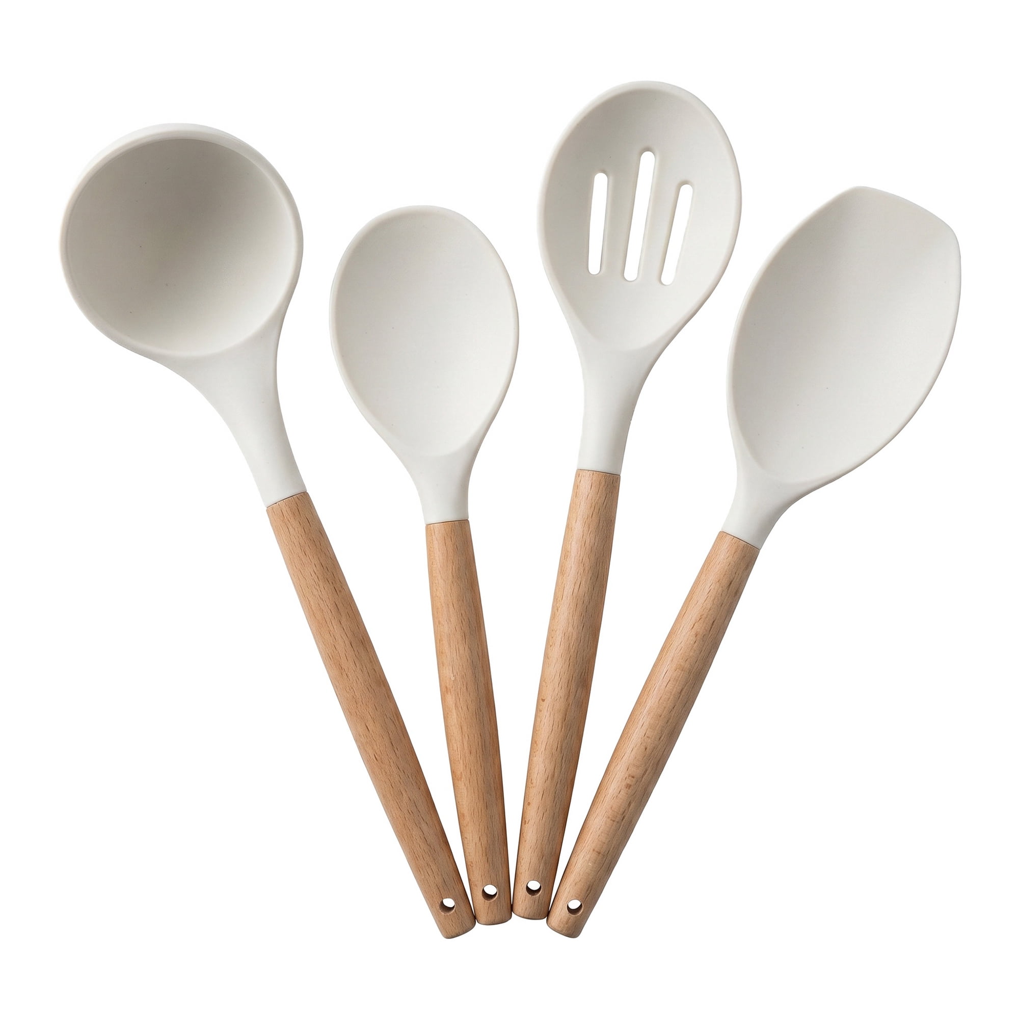 Unique Bargains 4 Pcs Cooking Utensil Set for Non Stick Cookware and Gadgets White