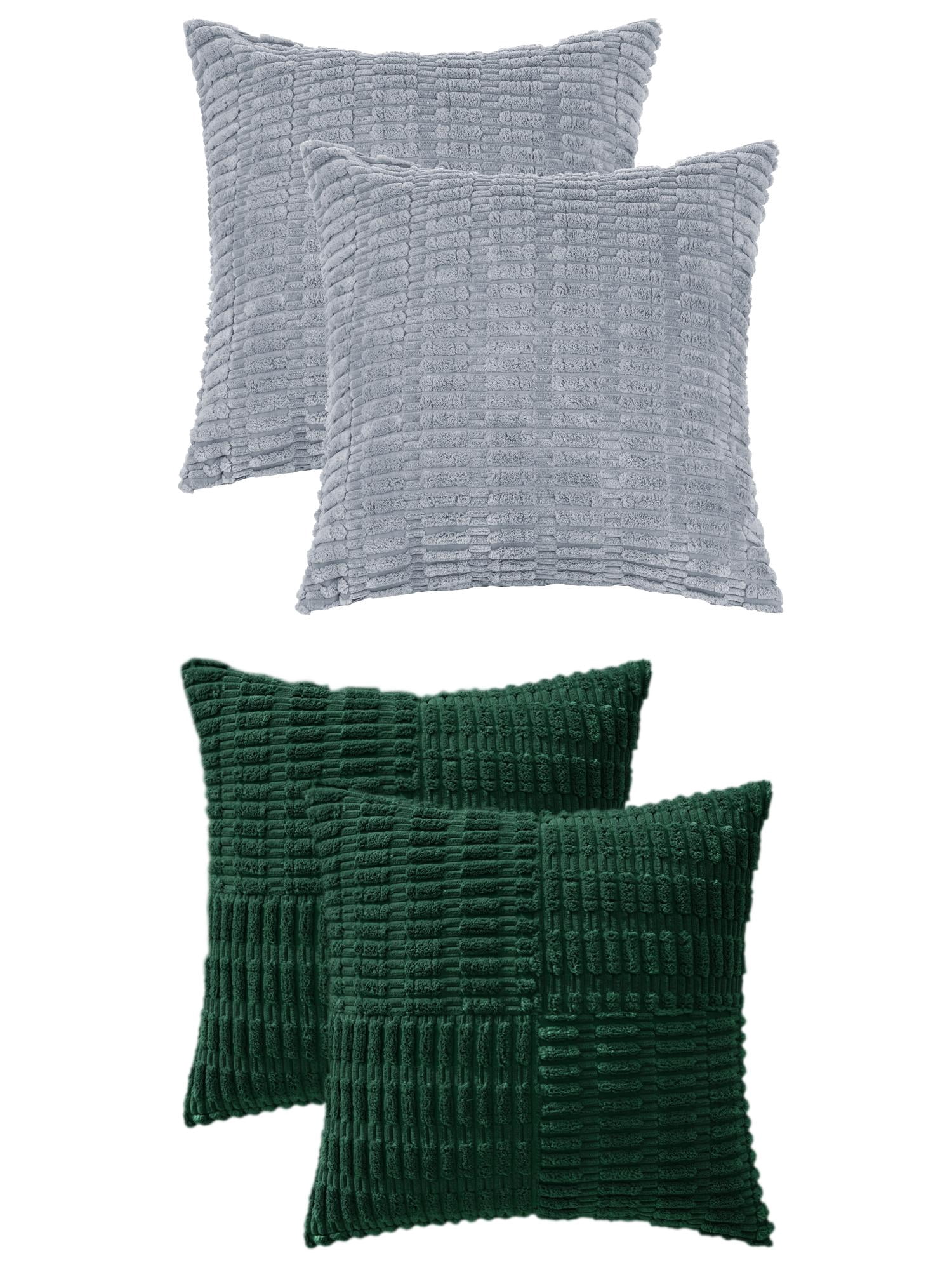 Unique Bargains 4 Pcs Corduroy Pillow Covers 18" x 18" Gray Blue/Dark Green