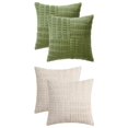 thumbnail image 1 of Unique Bargains 4 Pcs Corduroy Throw Pillow Covers 18" x 18" Beige/Green, 1 of 7