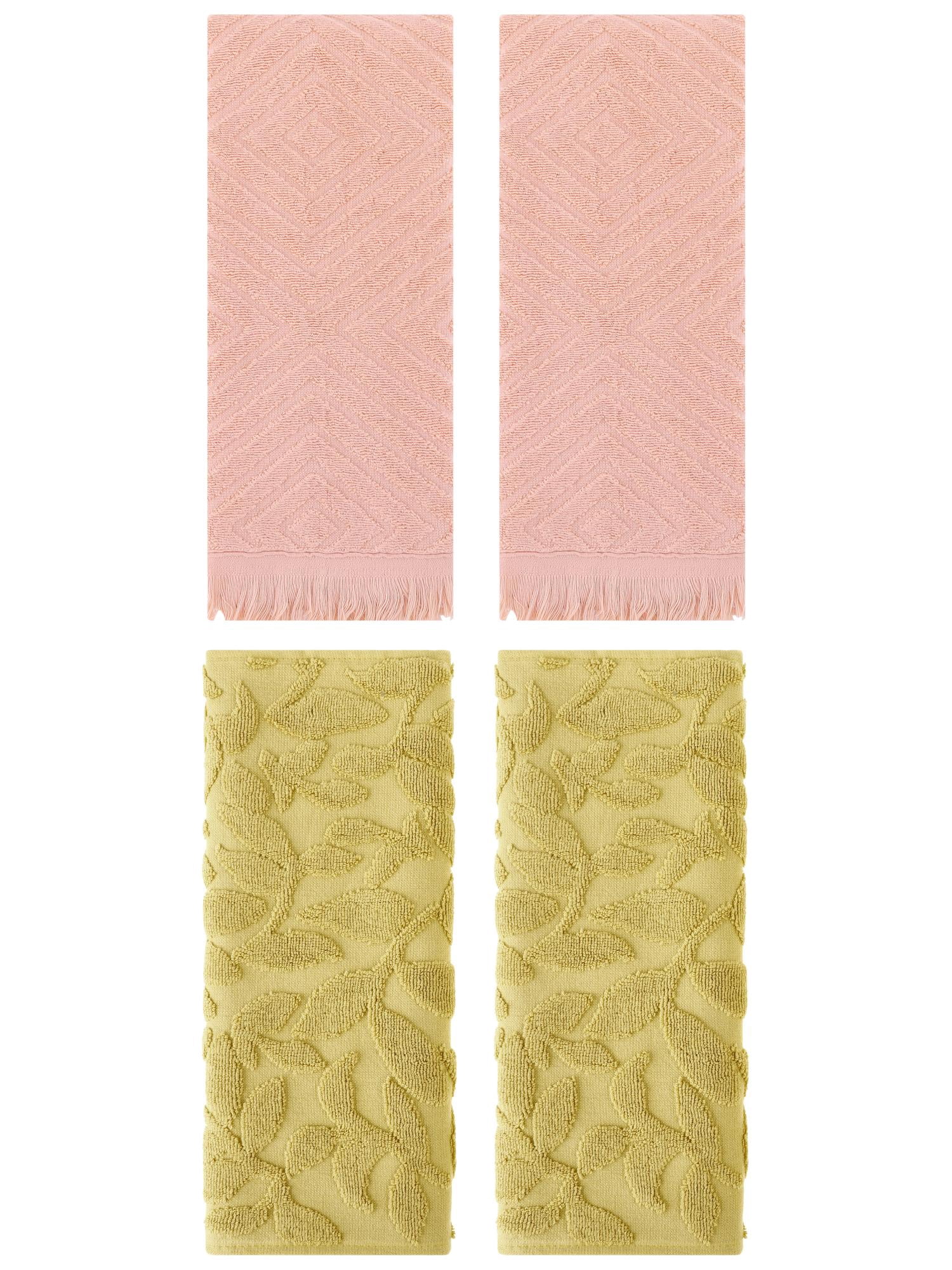 Unique Bargains 4 Pcs Cotton Absorbent Boho Hand Towel Yellow/Orange 14" x 30"/13" x 29"