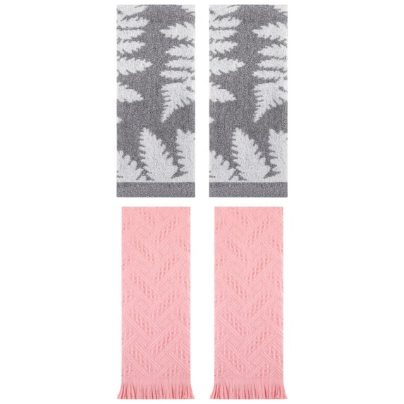 Unique Bargains 4 Pcs Cotton Absorbent Hand Towel Set 13 x 29 Inch Blue/Pink