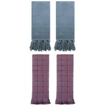 Unique Bargains 4 Pack Cotton Absorbent Soft Decorative Turkish Bath Towel for Bathroom Blue/Brown 14" x 30"/13" x 29"