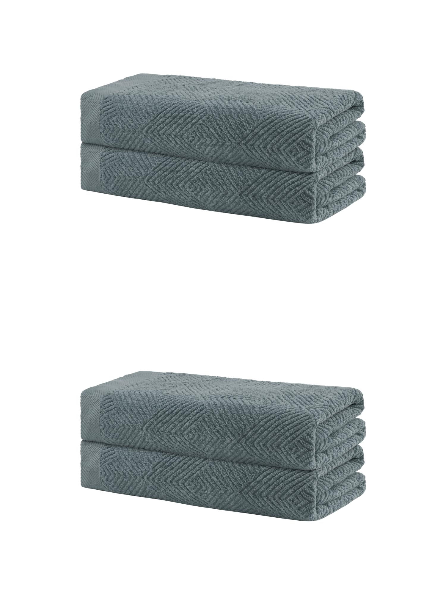 Unique Bargains 4 Pcs Cotton Bath Towels Lightweight Towels for Bathroom Dark Grey