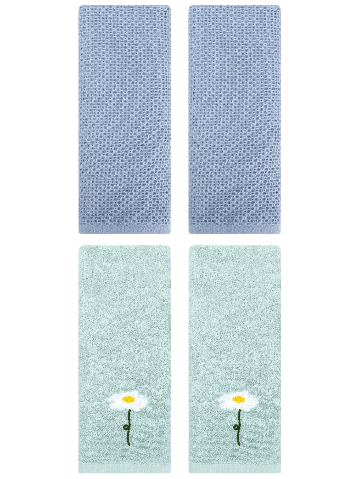 Unique Bargains 4 Pcs Cotton Bathroom Hand Towels 13" x 30" Blue/Steel Blue