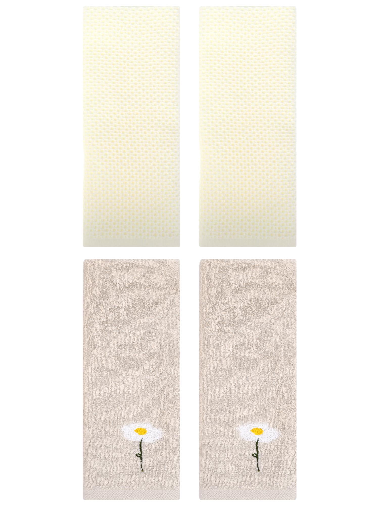 Unique Bargains 4 Pcs Cotton Bathroom Hand Towels 13" x 30" Light Brown/Beige