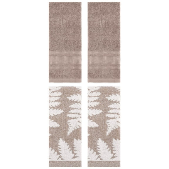 Unique Bargains 4 Pcs Cotton Decorative Hand Towel Set 13 x 29 Inch Brown