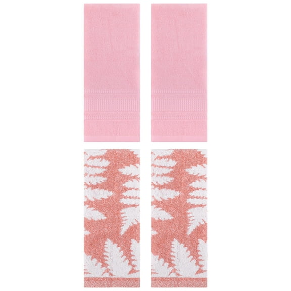 Unique Bargains 4 Pcs Cotton Decorative Hand Towel Set 13 x 29 Inch Pink