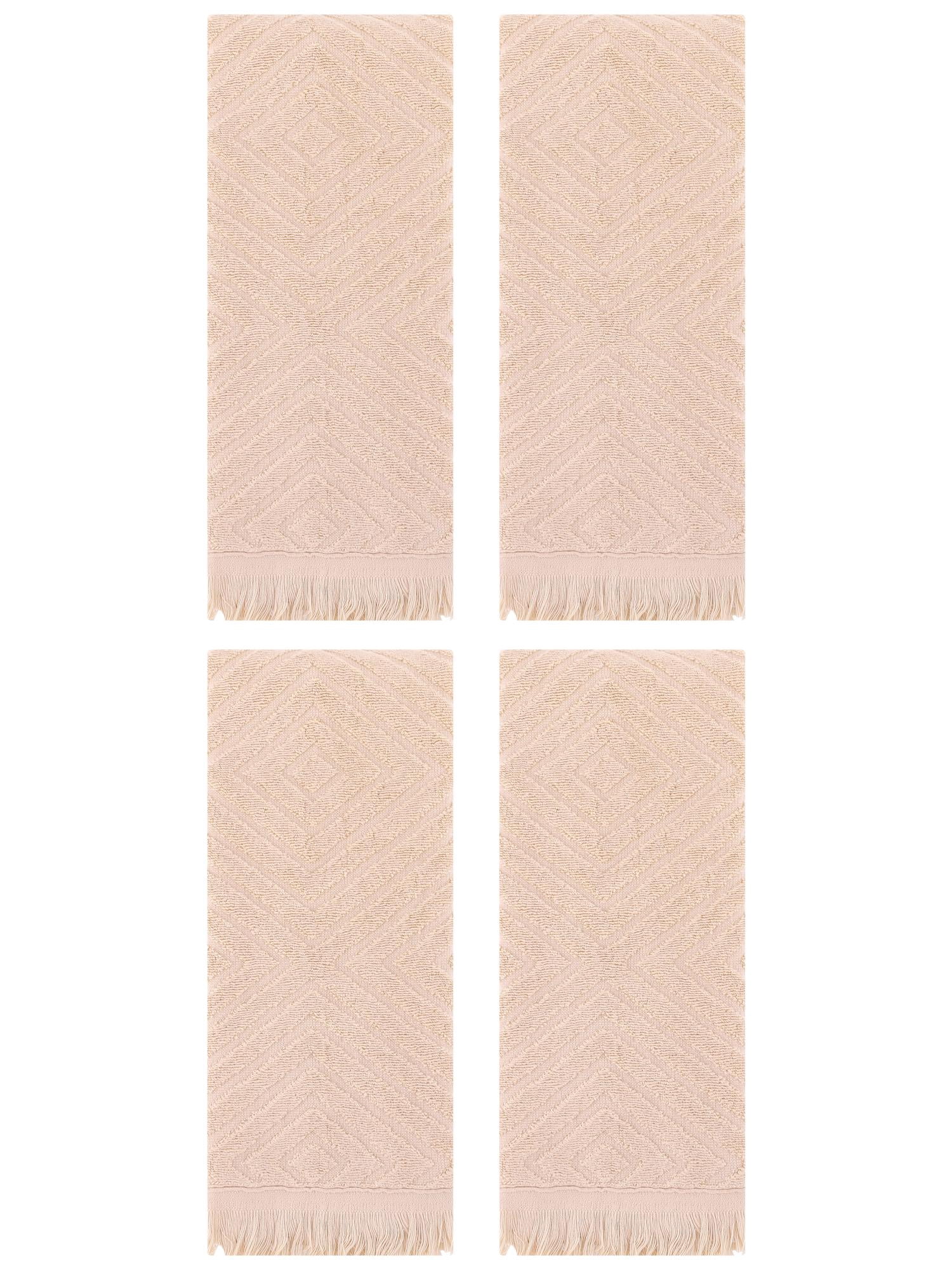 Unique Bargains 4 Pcs Cotton Geometric Patterns Turkish Towels 13" x 29" Brown